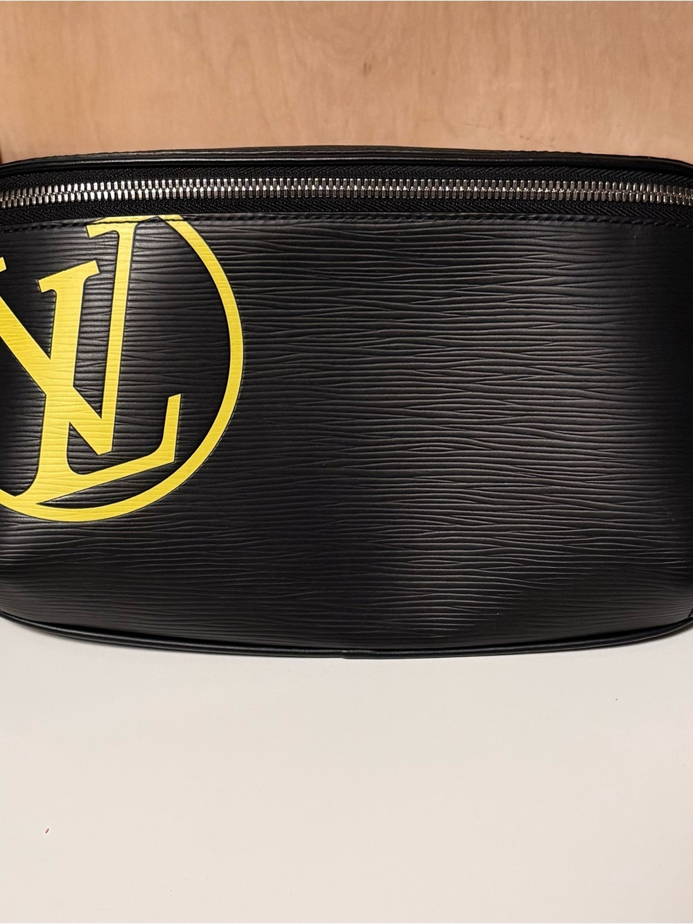 Louis Vuitton Black Epi Leather Belt Bag with Yellow LV Emblem